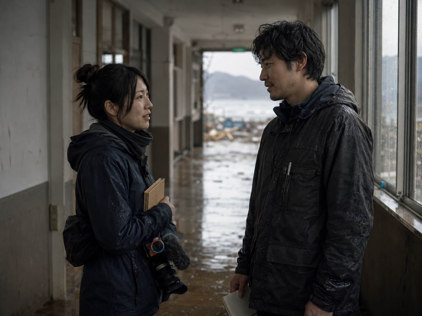 子どもたちと水タンクに未来の地球を描くアオイ